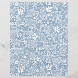 White Lace Cats auf Baby Blue Arts & Craft Paper