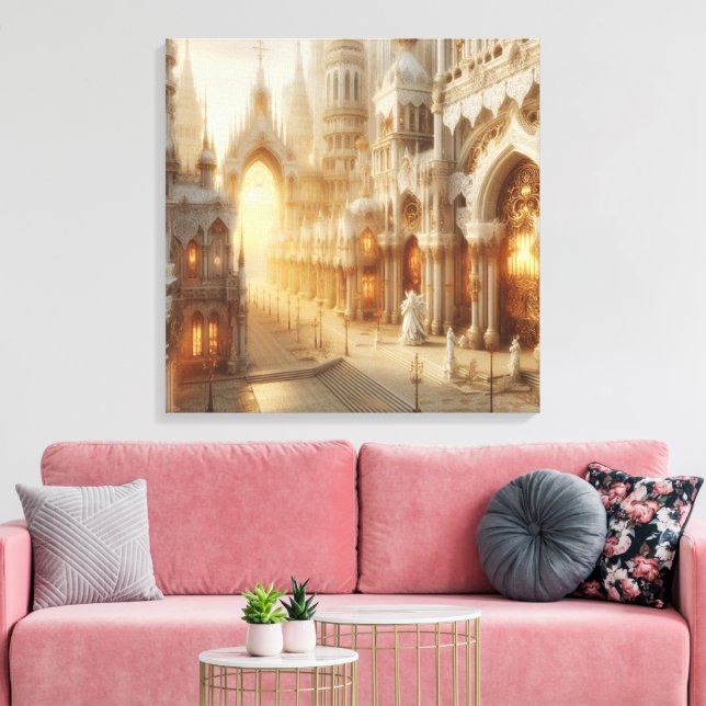 White Lace Fantasy City Leinwanddruck (Insitu (Wohnzimmer))