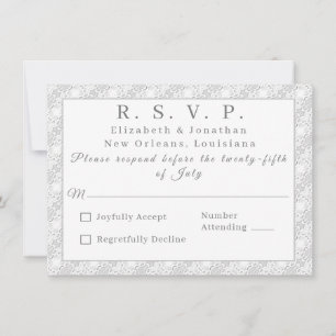 White Lace Katholische Mit Monogramm Antwortkarte