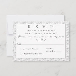 White Lace Katholische Mit Monogramm Antwortkarte