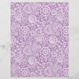 White Lace on Lila Arts & Craft Scrapbook Paper