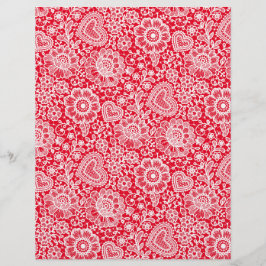 White Lace on Red Arts & Craft Scrapbook Paper