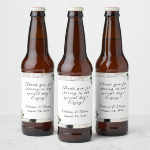 White Lace & Rose Blätter Food & Beverage Label Se Bierflaschenetikett