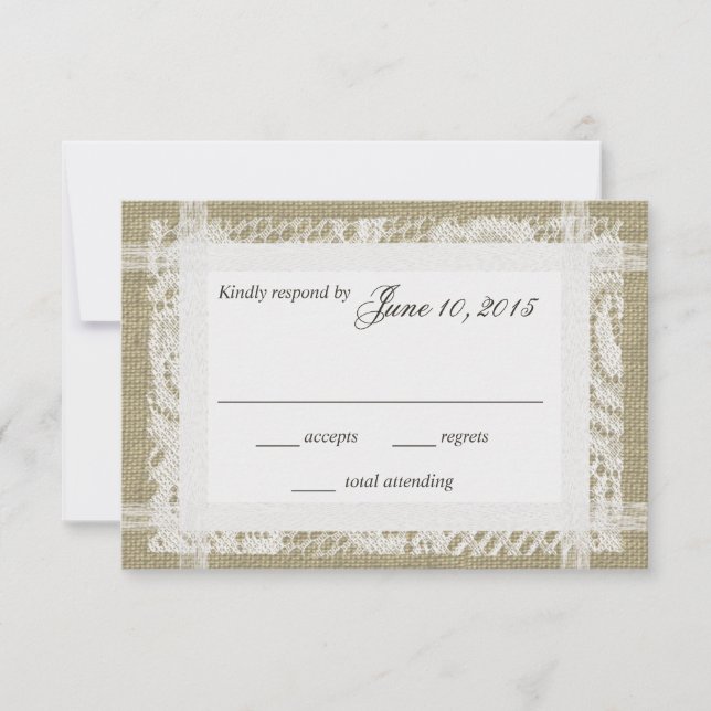 White Lace und Burlap Response Card RSVP Karte (Vorderseite)
