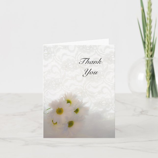 White Lace und Daisisies Wedding Vielen Dank Dankeskarte (Vorderseite)