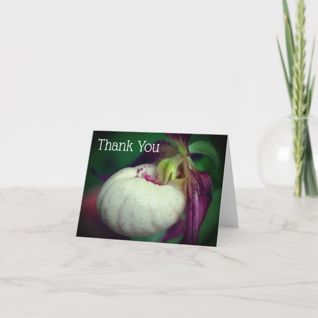 White Lady Slipper Orchid Blume Danke Karte (Vorderseite)