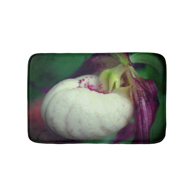 White Lady Slipper Orchid Blume Nah Badematte (Vorderseite)