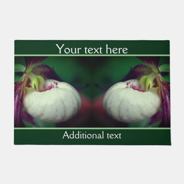 White Lady Slipper Orchid Blume Personalisiert Fußmatte (Vorderseite)