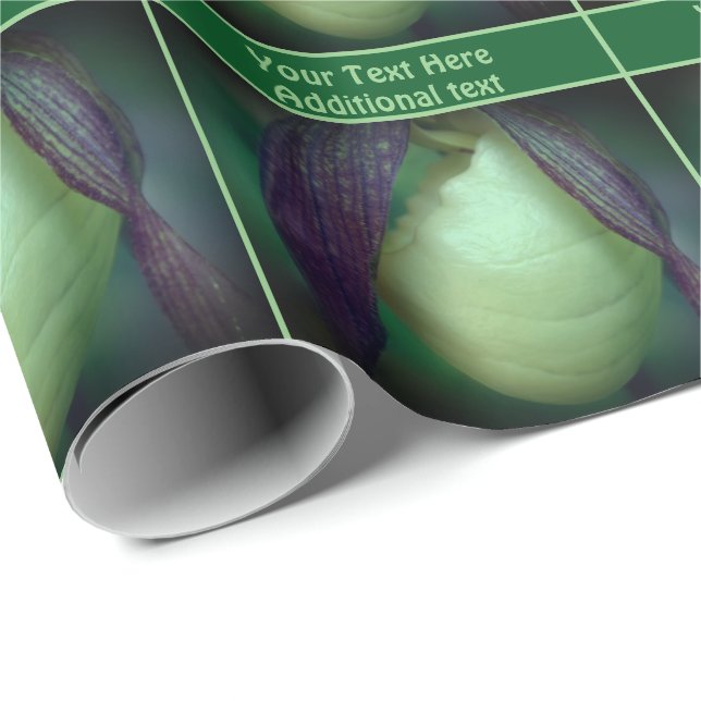 White Lady Slipper Orchid Blume Personalisiert Geschenkpapier (Rolleneckpunkt)