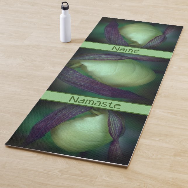 White Lady Slipper Orchid Blume Personalisiert Yogamatte (Beispiel)