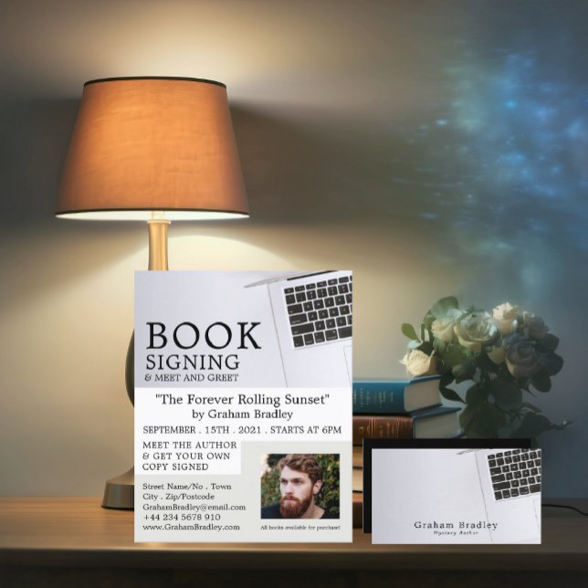 White Laptop, Writers Book Signing Advertising Flyer (Von Creator hochgeladen)