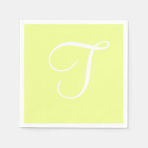 White Large Elegante Monogram Pastell Limon Serviette