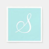 White Large Elegante Monogram | Pastell Türkis