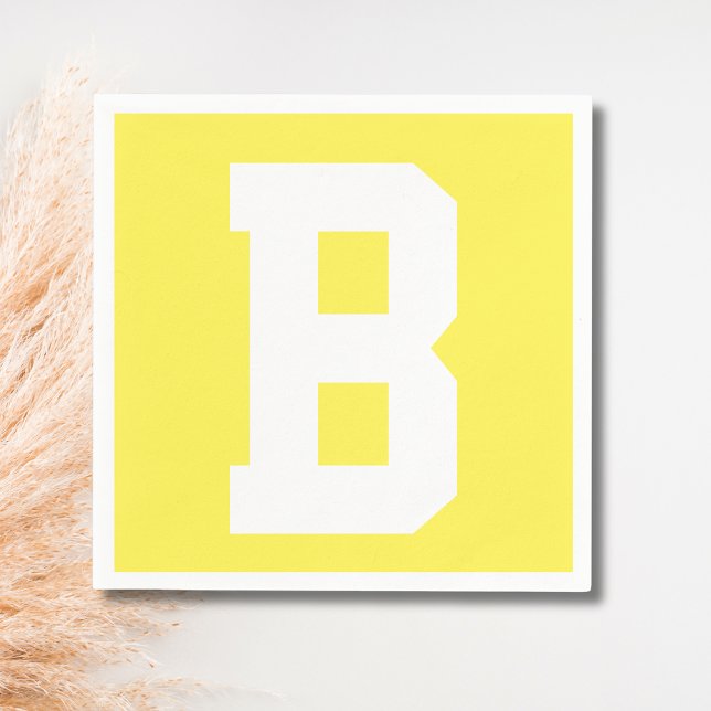 White Large Modern Initial | Lemon Yellow Serviette (Von Creator hochgeladen)