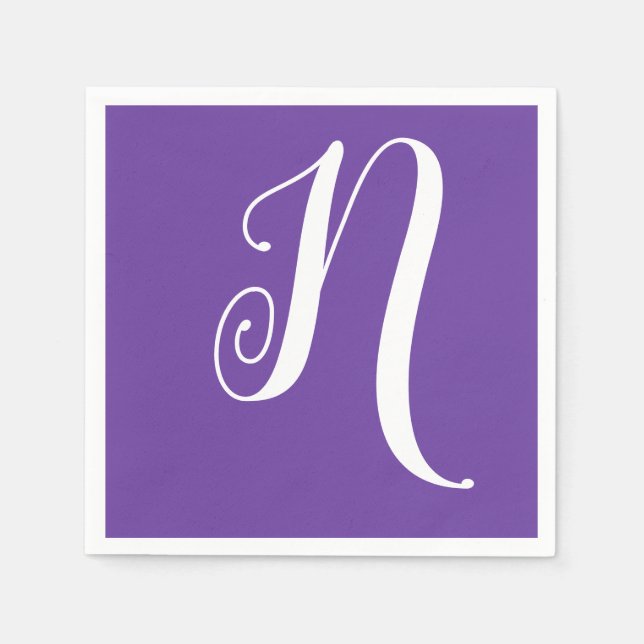 White Large Stylish Monogram | Royal Lila Serviette (Vorderseite)