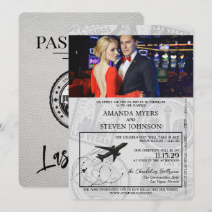 White Las Vegas Passport Wedding Einladung