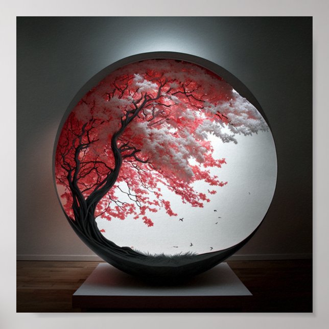 White Leaf Tree Globe Poster (Vorne)