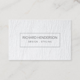 White Leather Simple Geometric Minimal Modern Visitenkarte