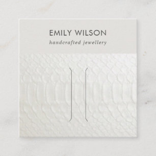 WHITE LEATHER TEXTURE HAIR CLIP DISPLAD CARD QUADRATISCHE VISITENKARTE