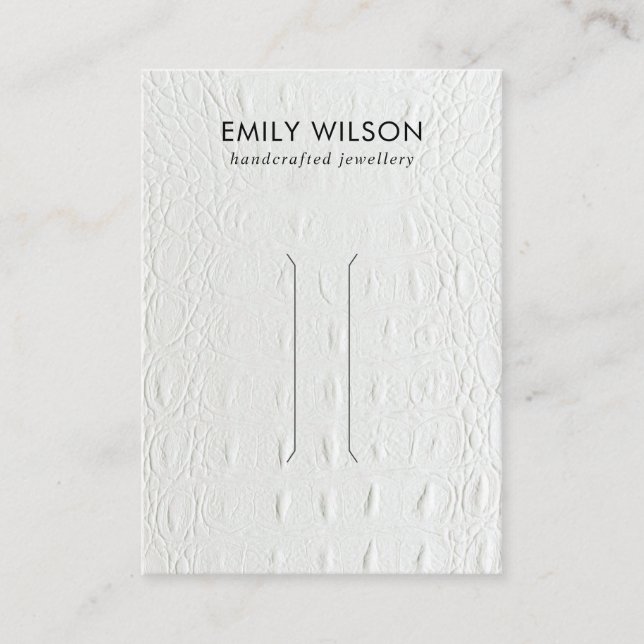 WHITE LEATHER TEXTURE HAIR CLIP DISPLAD CARD VISITENKARTE (Vorderseite)