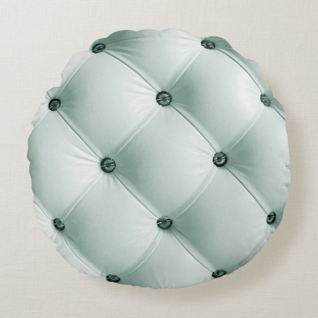 White Leather Texture in Luxury Interiorabstract,b Rundes Kissen (Vorderseite)