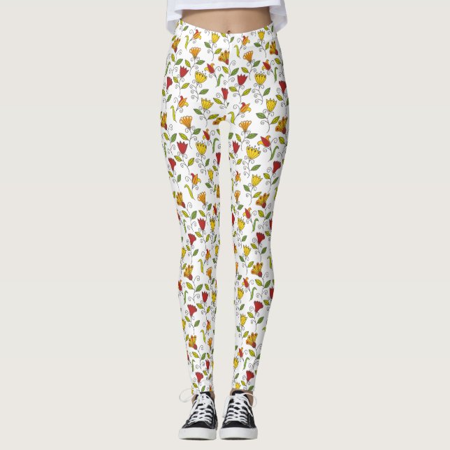 White leggings with a colorful floral pattern  (Vorderseite)