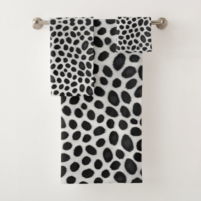 White Leopard Elegante Moderne Luxuskollektion Badhandtuch Set (Insitu)