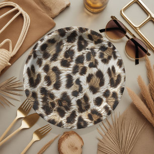 White Leopard Print Safari Party Lieferant ID1157 Pappteller