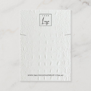 WHITE LETHER TEXTURE NECKLACE BRACELET DISPLAY VISITENKARTE