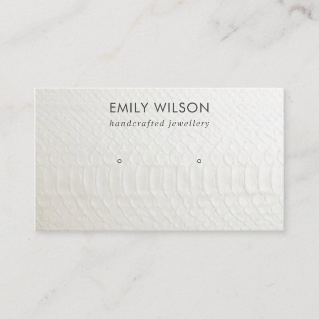 WHITE LETHER TEXTURE STUD EARRING DISPLAKARTE VISITENKARTE (Vorderseite)
