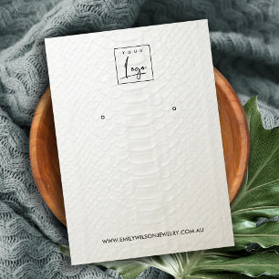 WHITE LETHER TEXTURE STUD EARRING DISPLAKARTE VISITENKARTE