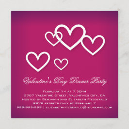 White Liebe Hearts on Dark Pink Valentines Party Einladung