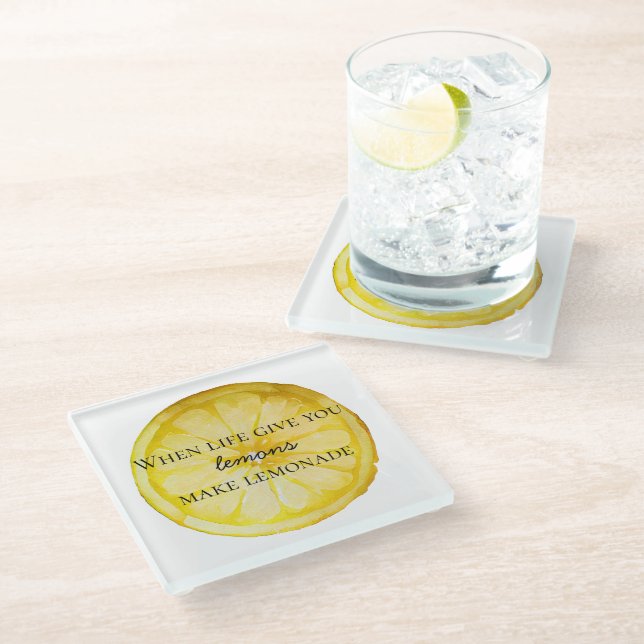 White Life gibt Ihnen Zitate von Lemons Glasuntersetzer (Schrägansicht)
