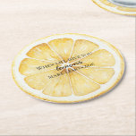 White Life Gives You Lemons Quote Runder Pappuntersetzer<br><div class="desc">yellow fruit lemon quote: when life gives you lemons,  make lemonade</div>