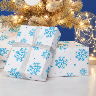 White & Light Blue Snowflake Wrapping Paper Geschenkpapier