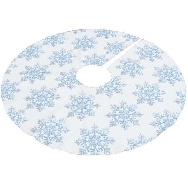 White Light Blue Weihnachts-Schneeflocke Polyester Weihnachtsbaumdecke (Schrägansicht)