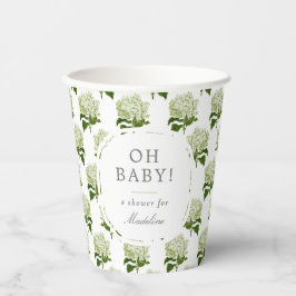 White Light Green Hydrangea Muster Oh Baby Dusche Pappbecher