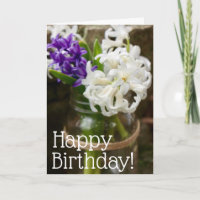 White & Lila Hyacinth Geburtstagskarte
