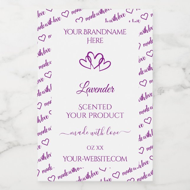 White Lila Word Cloud Product Labels Niedlich Hear Lebensmitteletikett (Einzelnes Label)