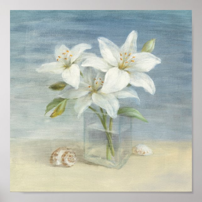 White Lilies and Shells Poster (Vorne)