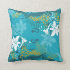 White Lilies Blue Background Kissen