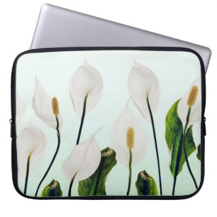 White Lilies Blume Blau Nahtlos Laptopschutzhülle