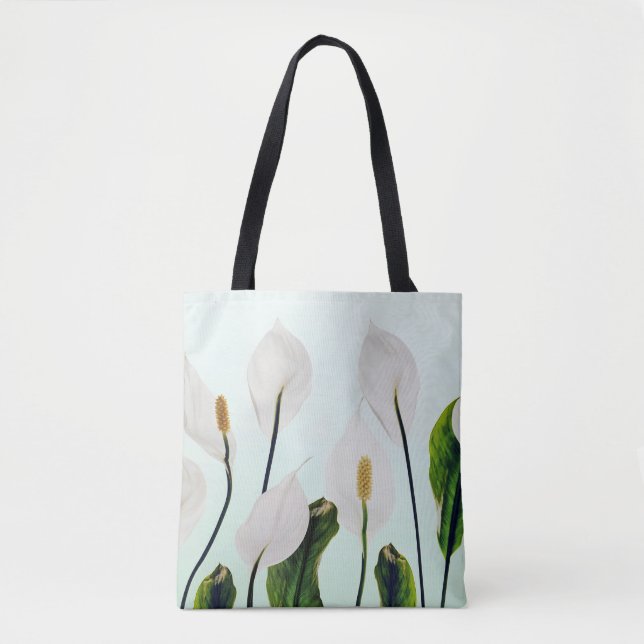 White Lilies Blume Blau Nahtlos Tasche (Vorderseite)