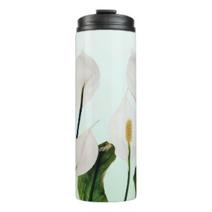 White Lilies Blume Blau Nahtlos Thermosbecher