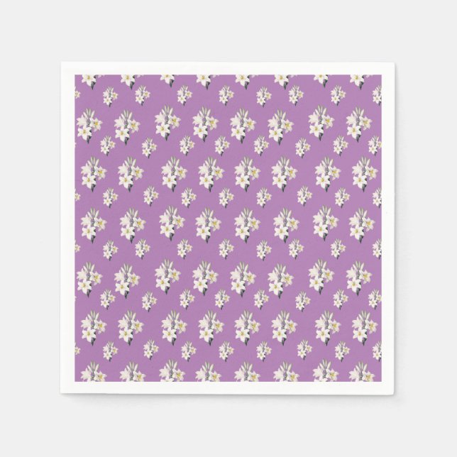White Lilies Elegant Serviette (Vorderseite)