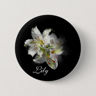 White Lilies Fantasy Button