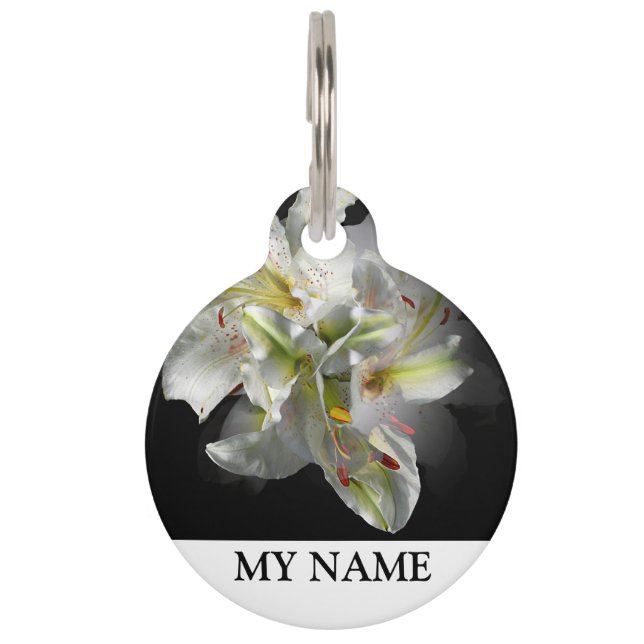 White Lilies Fantasy & Pets Name Haustiermarke (Vorderseite)