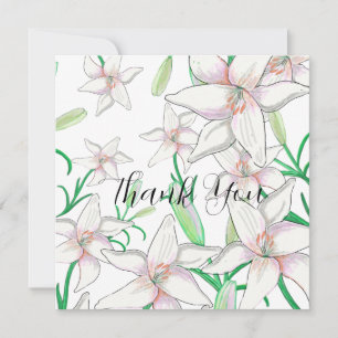 White Lilies Illustration Dankeskarte