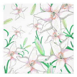 White Lilies Illustration Fotodruck