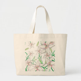 White Lilies Illustration Jumbo Stoffbeutel